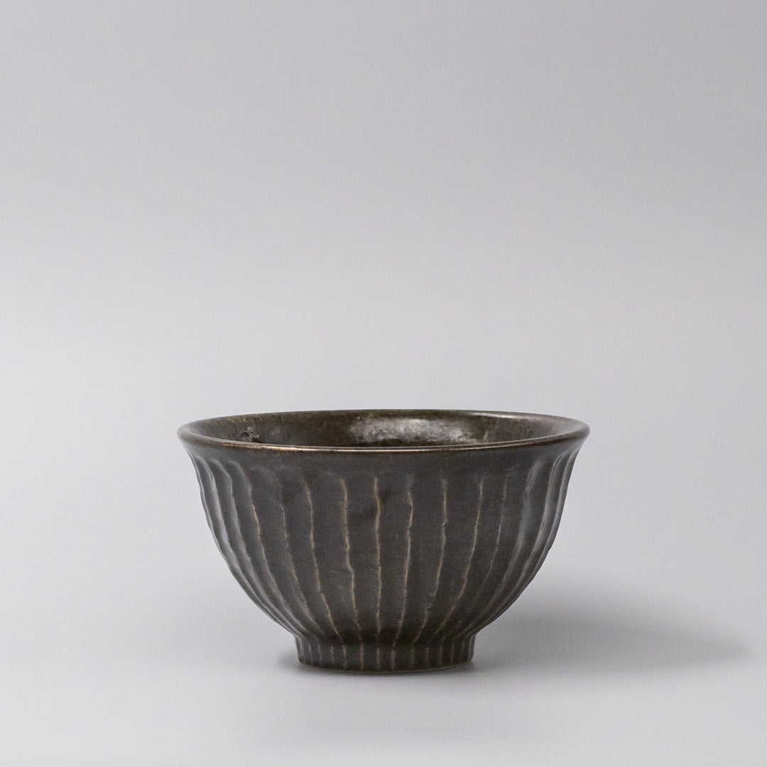 Bowl 15.5cm Shinogi Moss Black Glaze - Image 4