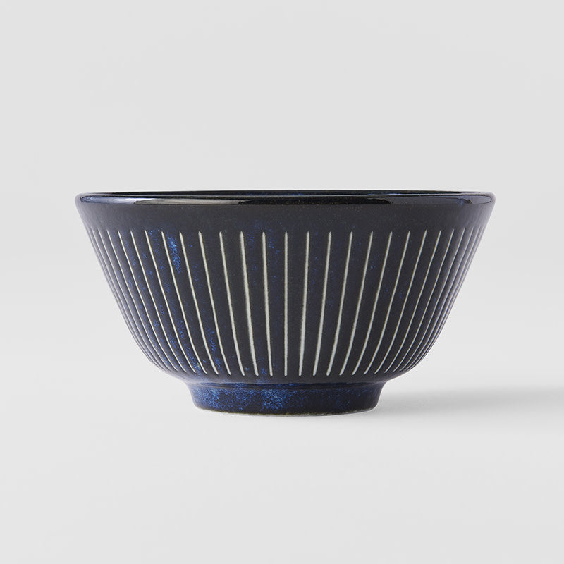 Rice Bowl Fluted 12cm Ridged Indigo Blue Glaze - Image 3