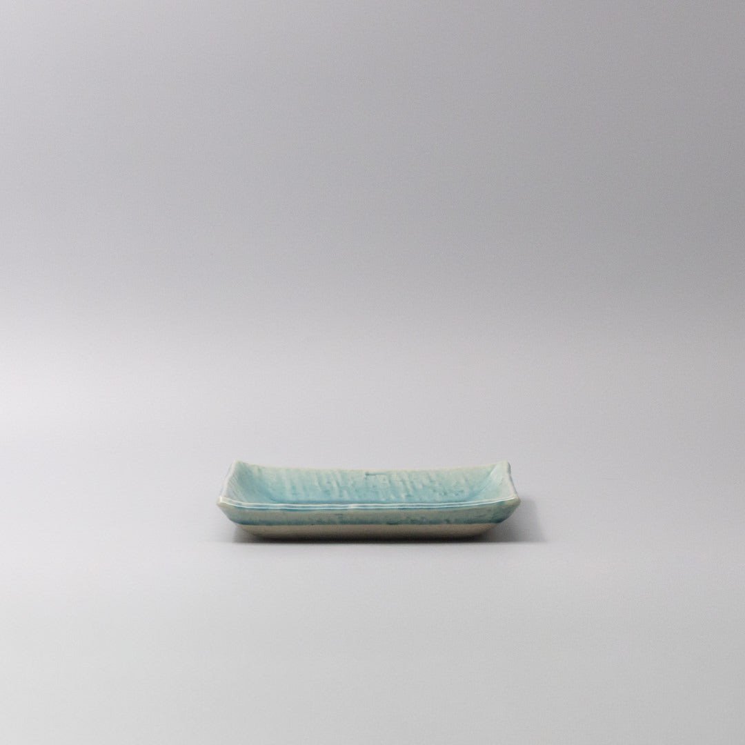 Plate Square 17cm Crackle Turquoise Glaze - Image 4