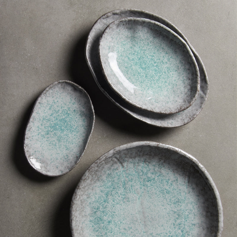 Plate Oval 30cm Aqua Splash Glaze - Image 5