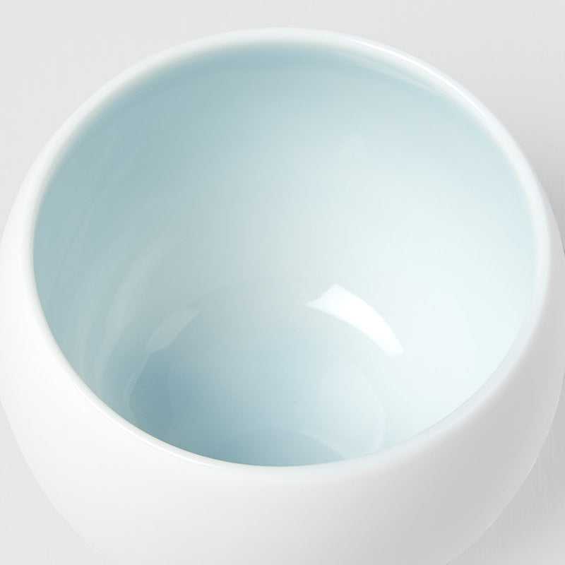 Cup Shochu 8.5cm Matte White & Light Blue Glaze - Image 3
