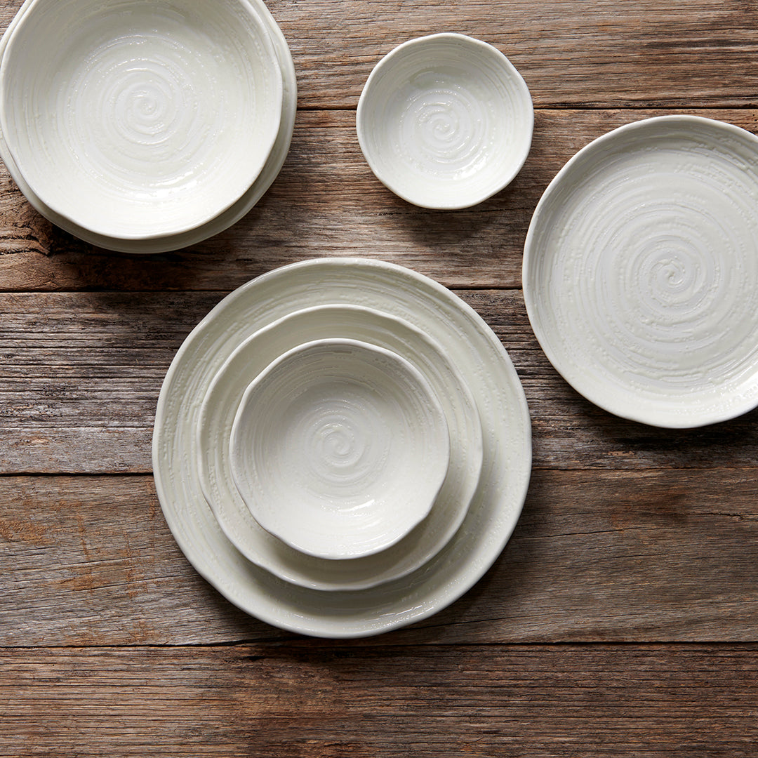 Bowl 13.5cm White Spiral Glaze - Image 5