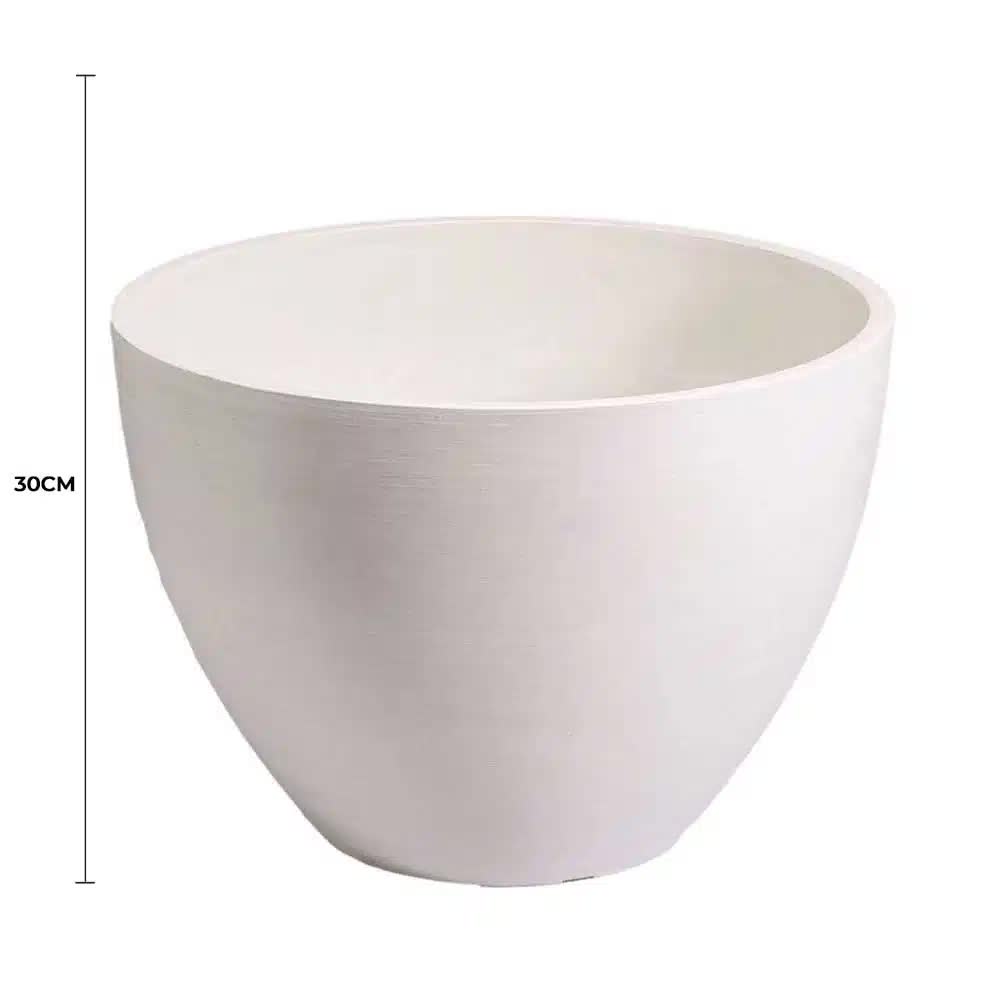 Polished Vintage White Planter Bowl 30cm - Image 2