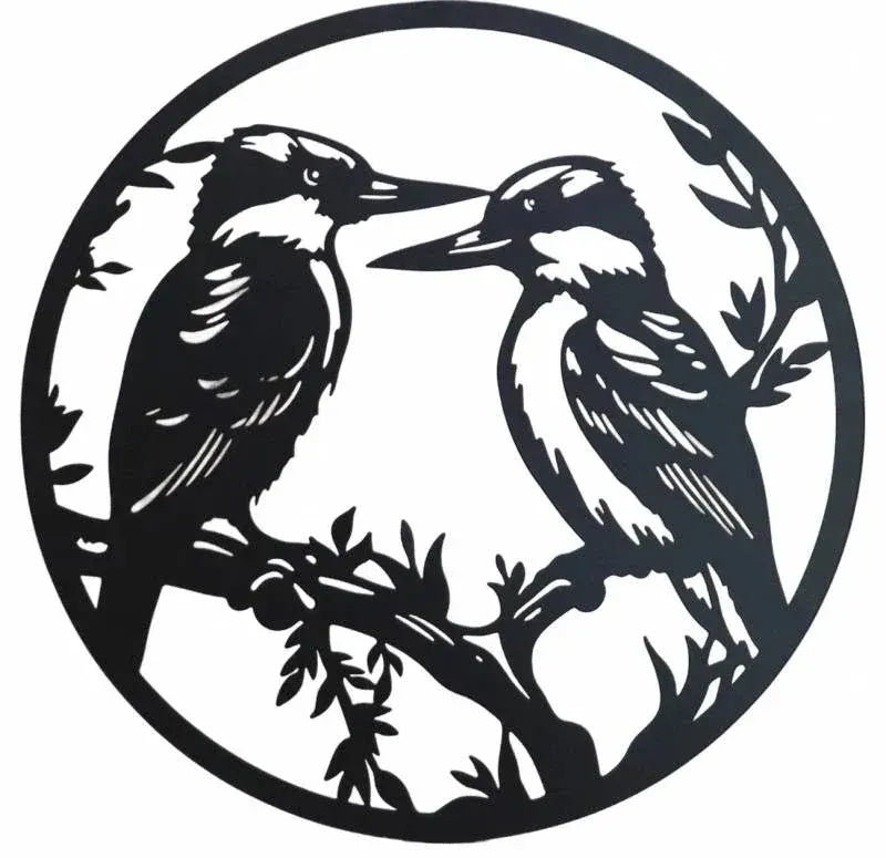Round Happy Kookaburra Metal Wall Art 40cm