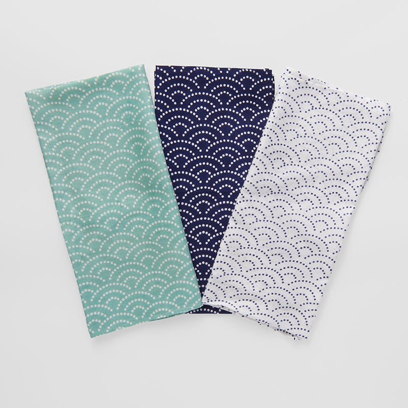 Furoshiki Gift Wrap 50cm Wave Pattern On Blue - Image 2