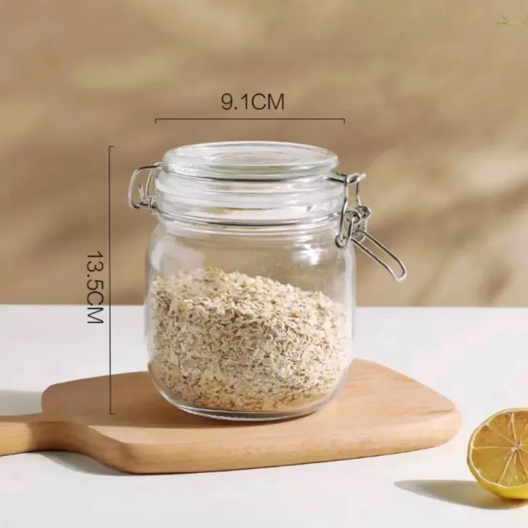 bulk 24 Glass Jar Metal Clip 700ml Canister 13cm