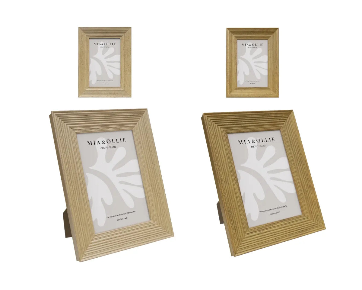 Set 2 Photo Frame Oak '4x6in' Assort 15cm