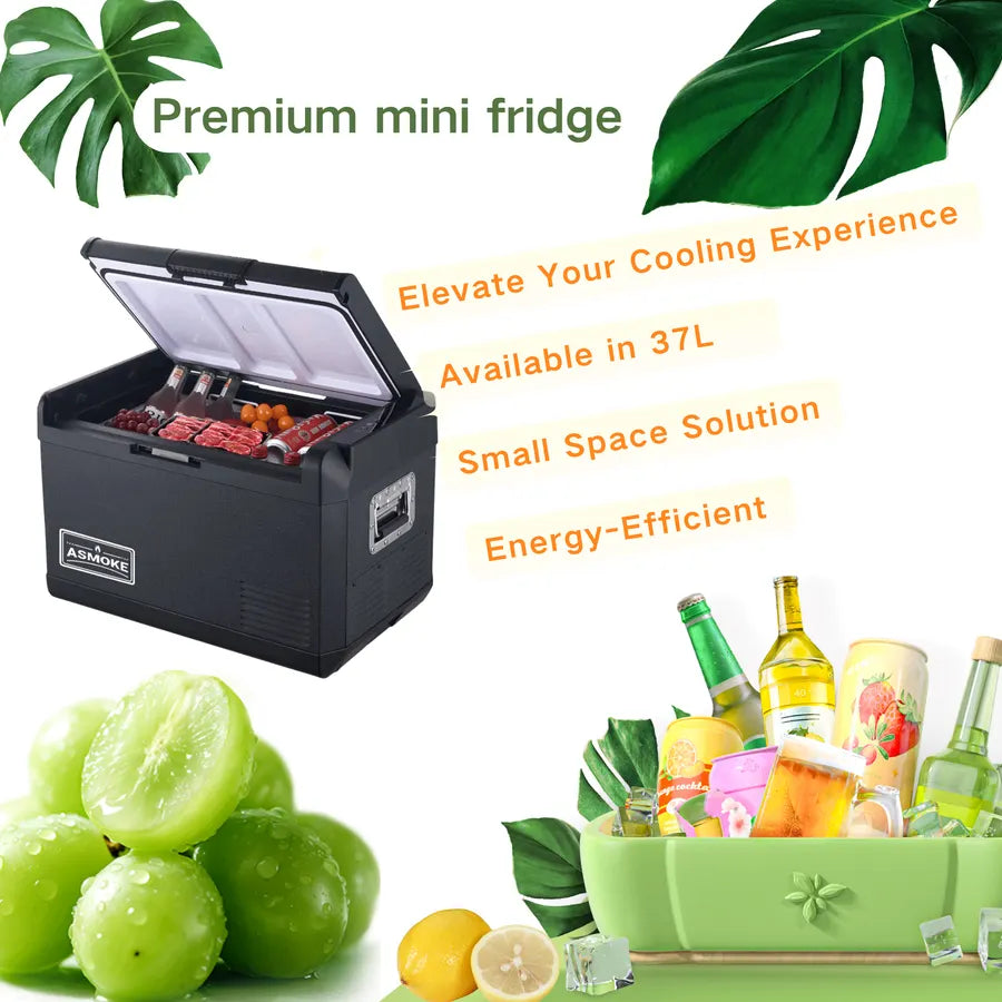 ASMOKE Premium Mini Fridge | 37L Compact Refrigerator with Roll-Bond Evaporator & Internal Light for Camping, RV & BBQ - Image 8