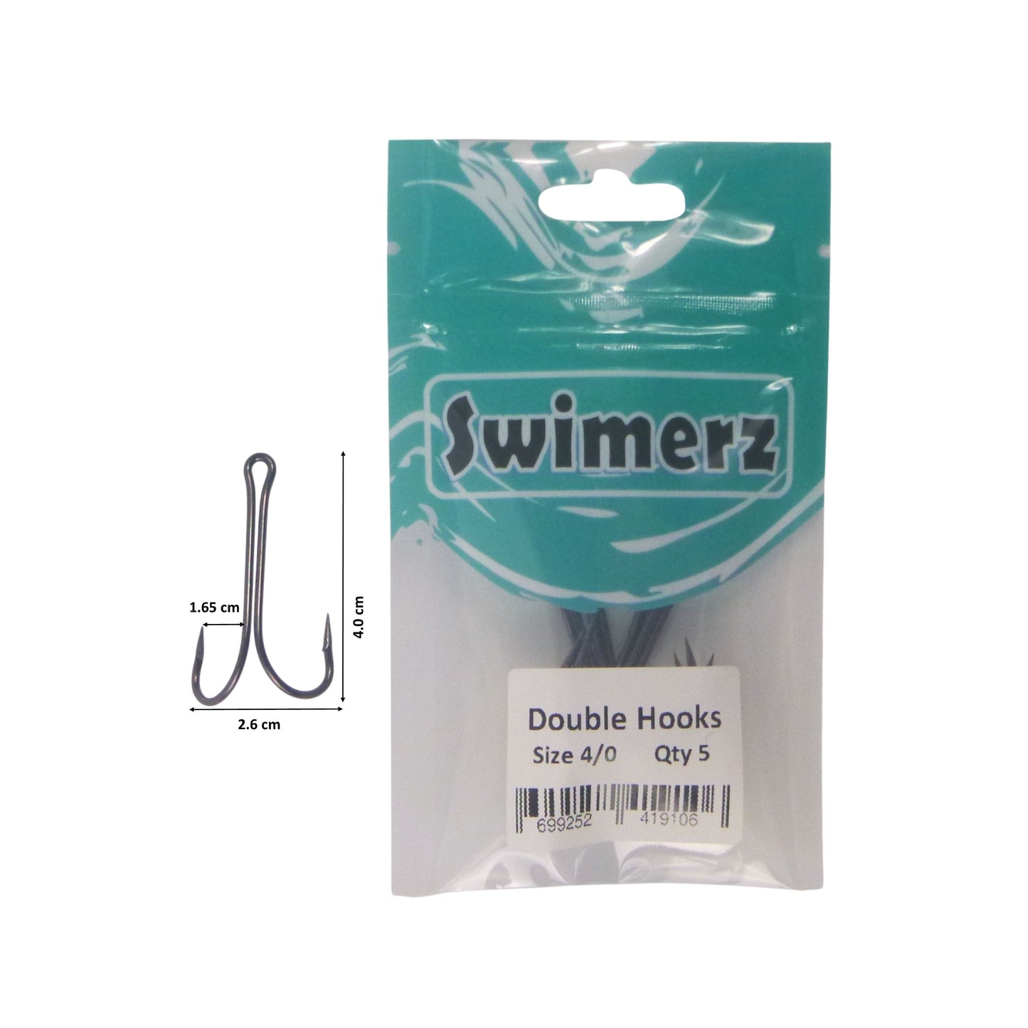 Swimerz Size 4/0 Extra Strong Double Hook 5 Pack - Image 3