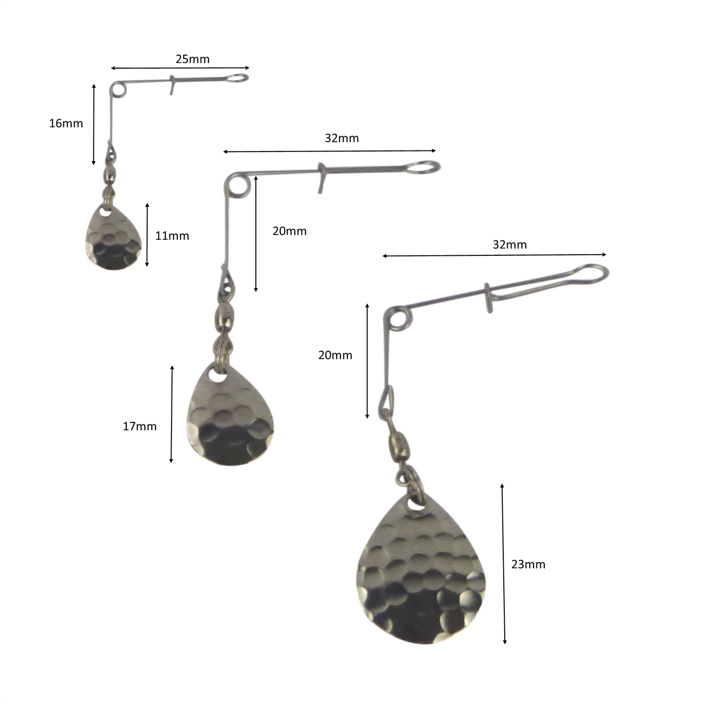 Swimerz Jig Spinner, Medium, Hammered Nickel, 5 Pack - Image 2