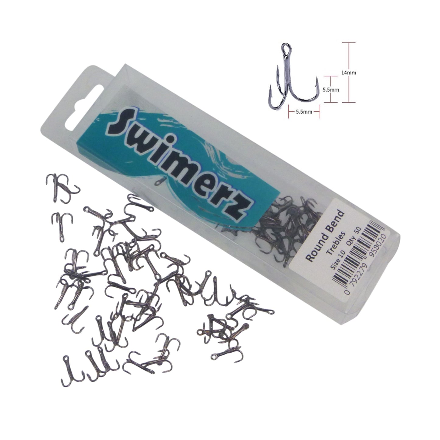 Swimerz Round Bend Trebles Size 10, 50 pack - Image 3