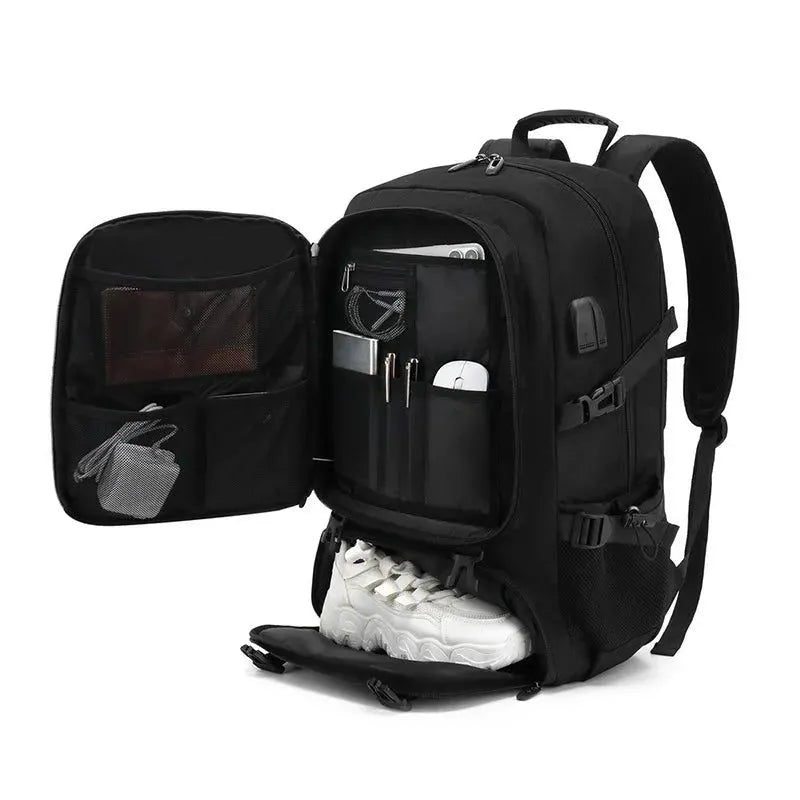 80L Mens Travel Backpack Waterproof Black - Image 7