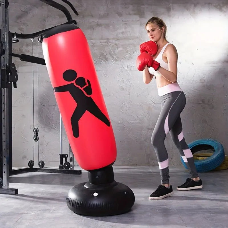 1Pc Inflatable Fitness Boxing Bag Stand - Durable Martial Arts Training Aid(Red) - Image 4