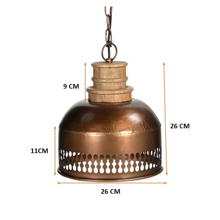 COPPER CUT-OUT AND WOOD LAMPSHADE - Image 5