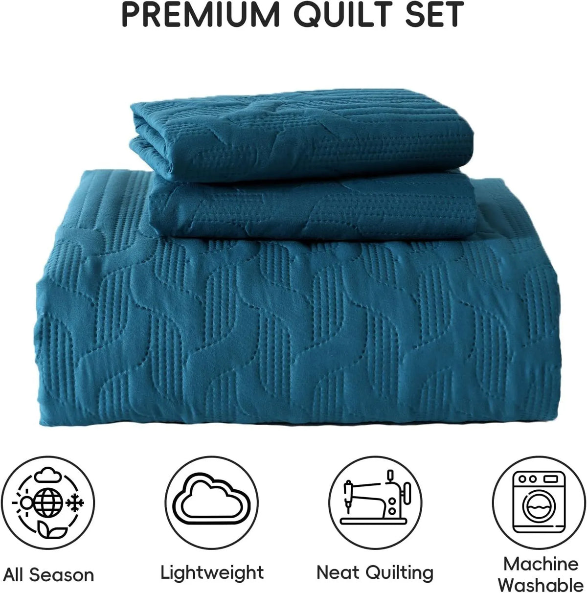 Teal Blue Wave Dream Bedspread Coverlet 3 Piece Set - Image 7