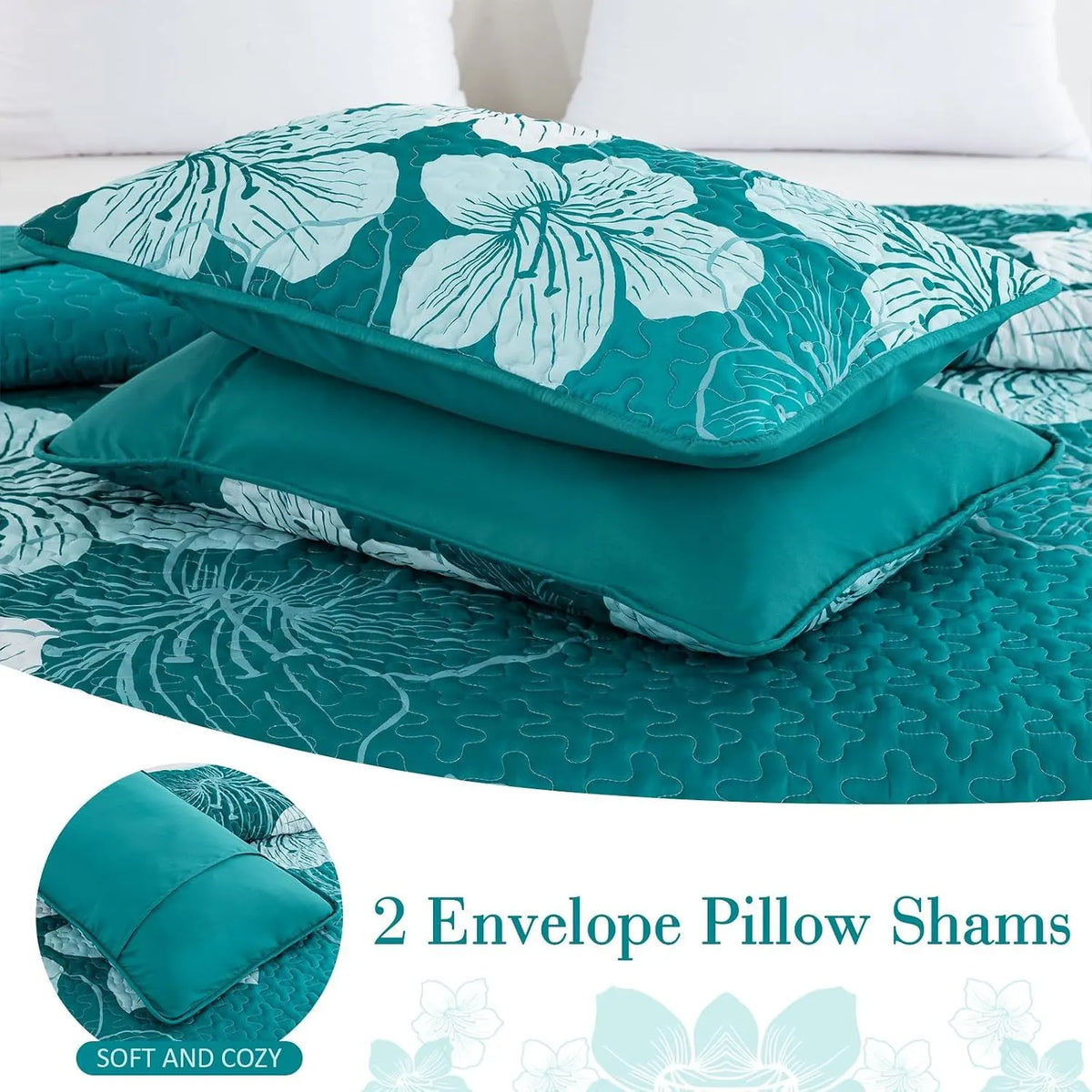Green Floral Grove Bedspread Coverlet 3 Piece Set - Image 6