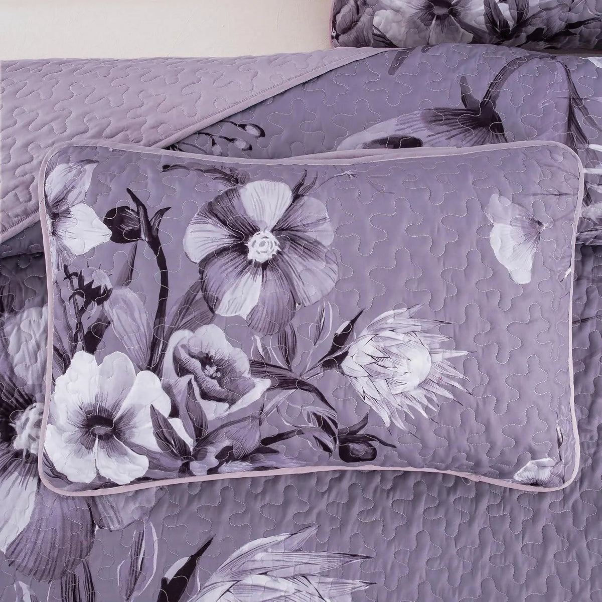 Dark Purple Floral Boho Serenity Bedspread Coverlet 3 Piece Set - Image 8