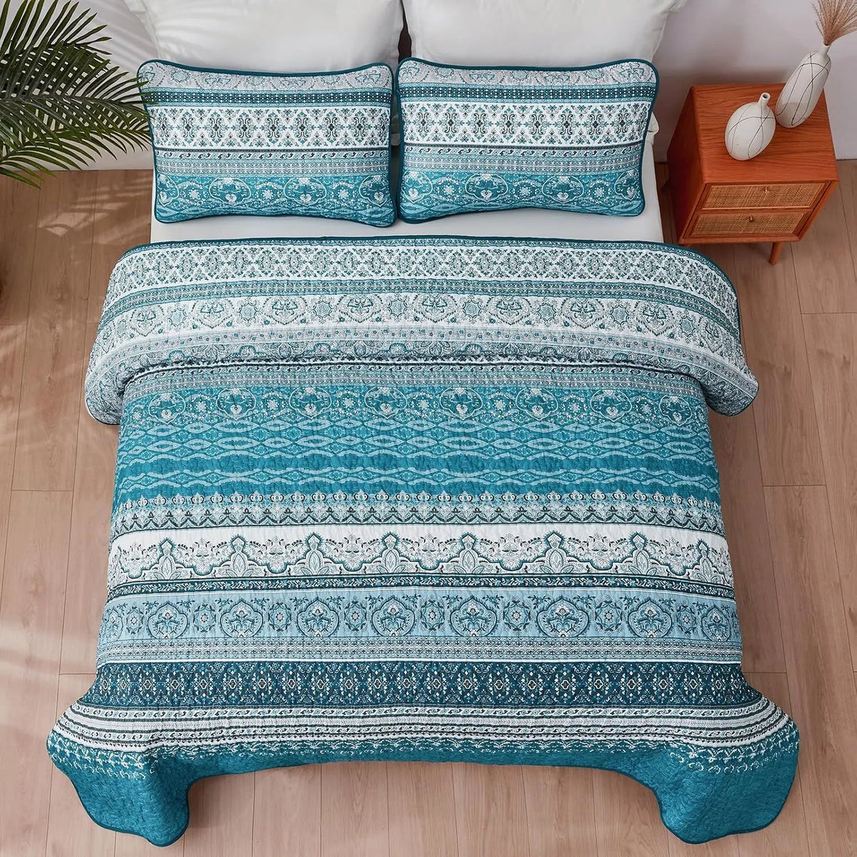 Blue Boho Royale Bedspread Coverlet 3 Piece Set - Image 6