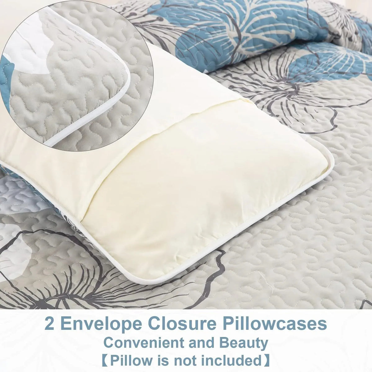 Blue Floral Boho Dream Bedspread Coverlet 3 Piece Set - Image 6
