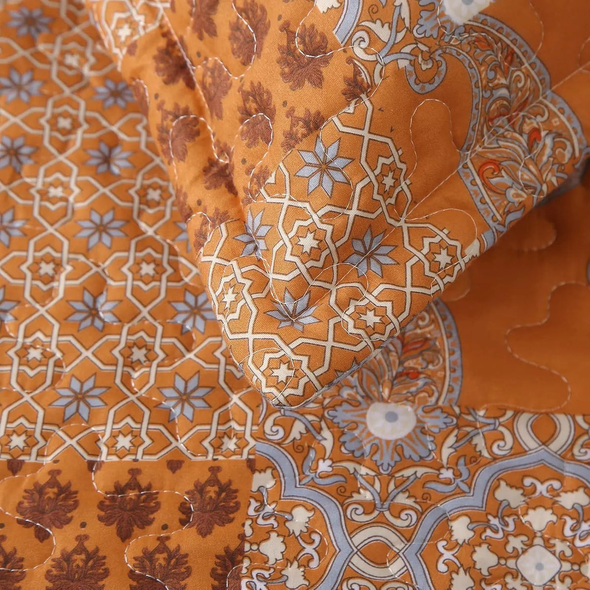 Burnt Orange Paisley Mosaic Coverlet Bedspread Set - Image 8