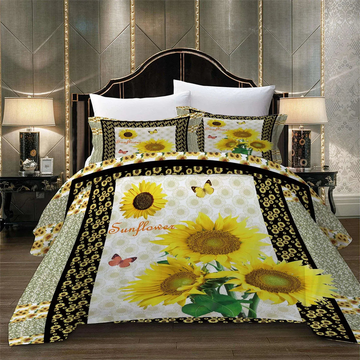 Golden Girasole Summer Bloom Quilt / Doona / Duvet Cover set - Image 4