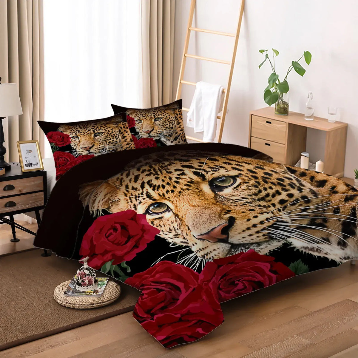 Leopard Rose Noir Quilt / Doona / Duvet Cover set - Image 6