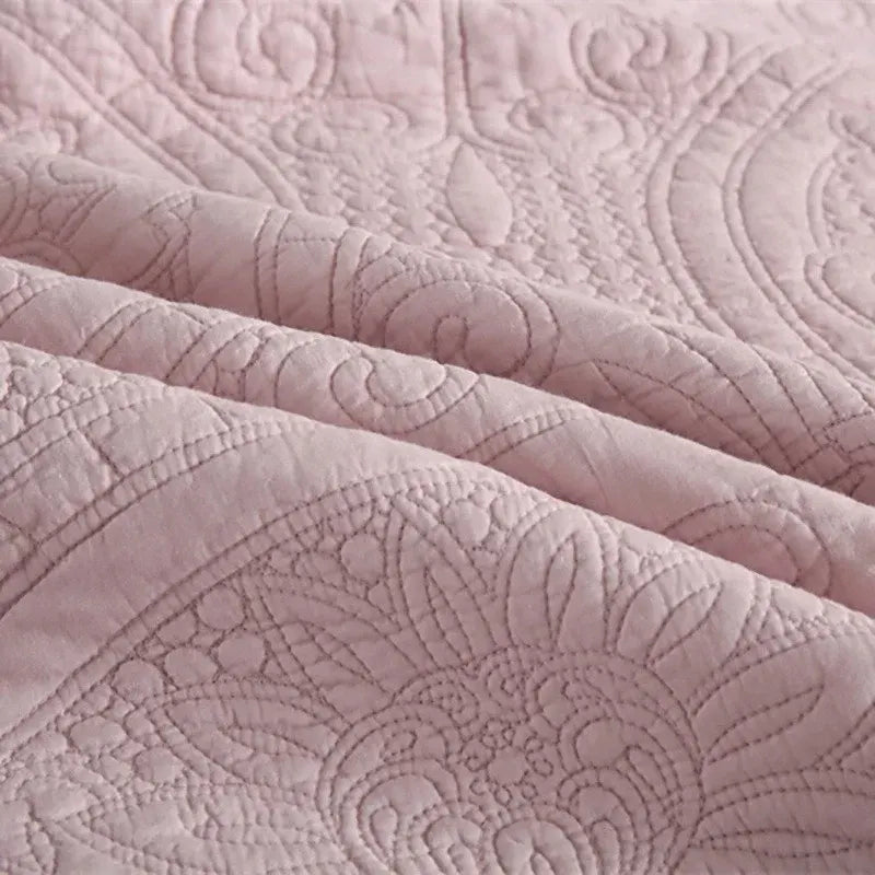100% Cotton Embossed Blush Medallion Majesty Coverlet Bedspread Set - Image 4