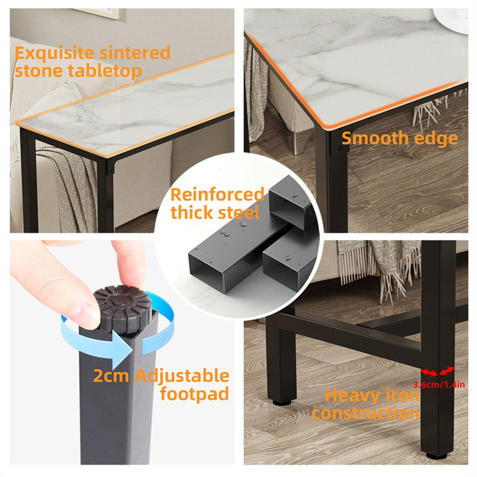 Xxl Marble Kitchen Bar Table Counter Breakfast Dining Table W/ Thicken Metal Leg - Image 9