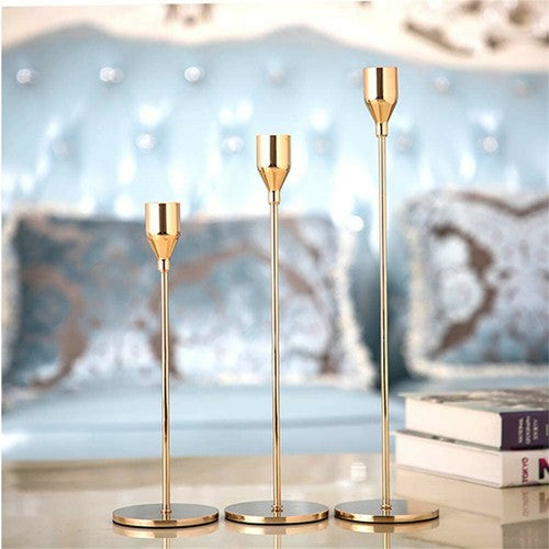 Set of 3 Decorative Candlestick Holder- Gold - Image 8