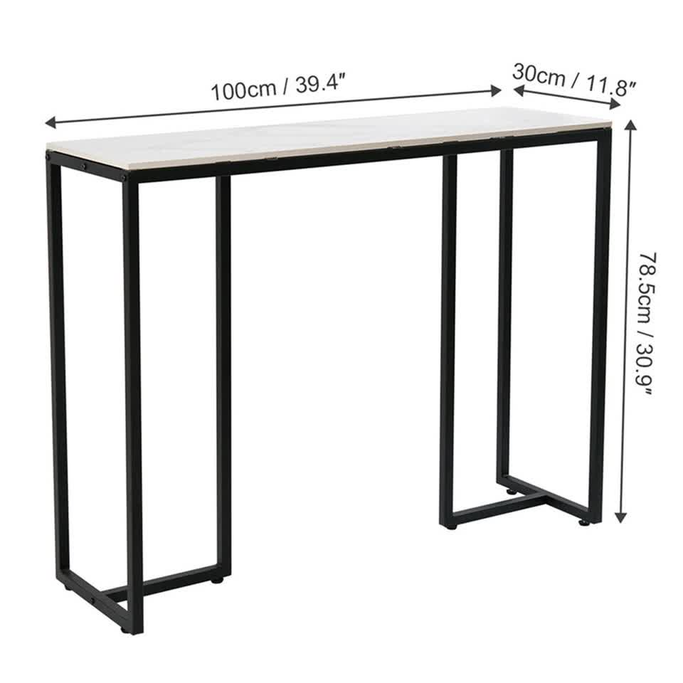 Modern Heavy Real Stone Console Table Hallway Entryway Table Metal Narrow Desk - Image 4