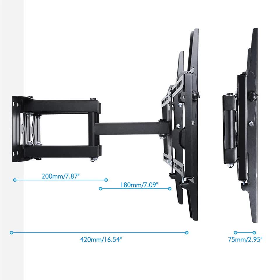 32"-65" Heavy Duty Wall Corner Tv Mount Articulating Premium Swing Arm Bracket - Image 9