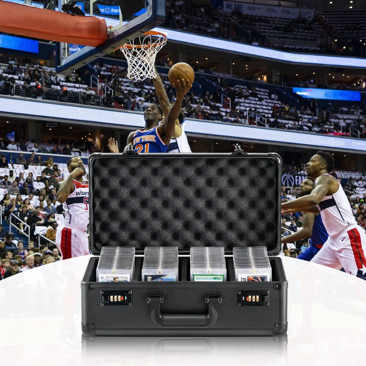 Graded Card Storage Box 4 Slot Lockable Carrying Case with Foam Dividers for PSA BGS SGC Sports Trading Cards Top Loaders Loose Cards - Image 5