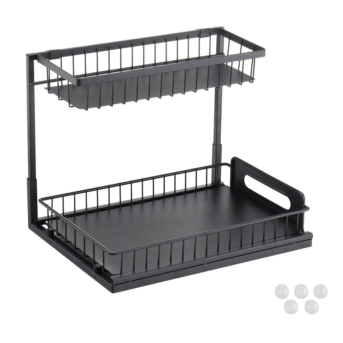 2-Tier Pull Out Cabinet Organizer, 10.7"W x 14.2"D, Under Sink Slide Out Drawer Storage, Wire Basket Sliding Shelf, Space-Saving Kitchen Cabinet Organizer - Image 5