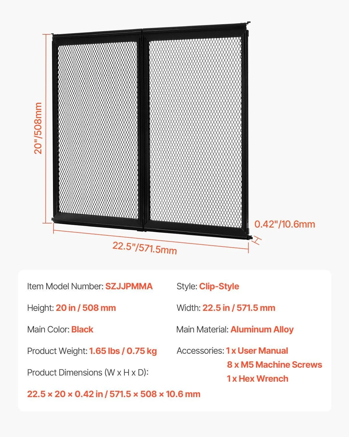 RV Screen Door Protector, 571.5 x 508 mm Door Grille, Easy to Install and Disassemble, Reinforced Breathable Protective Mesh, Aluminum Alloy Camper RV Entry Protector for Pet Protection, Black - Image 5