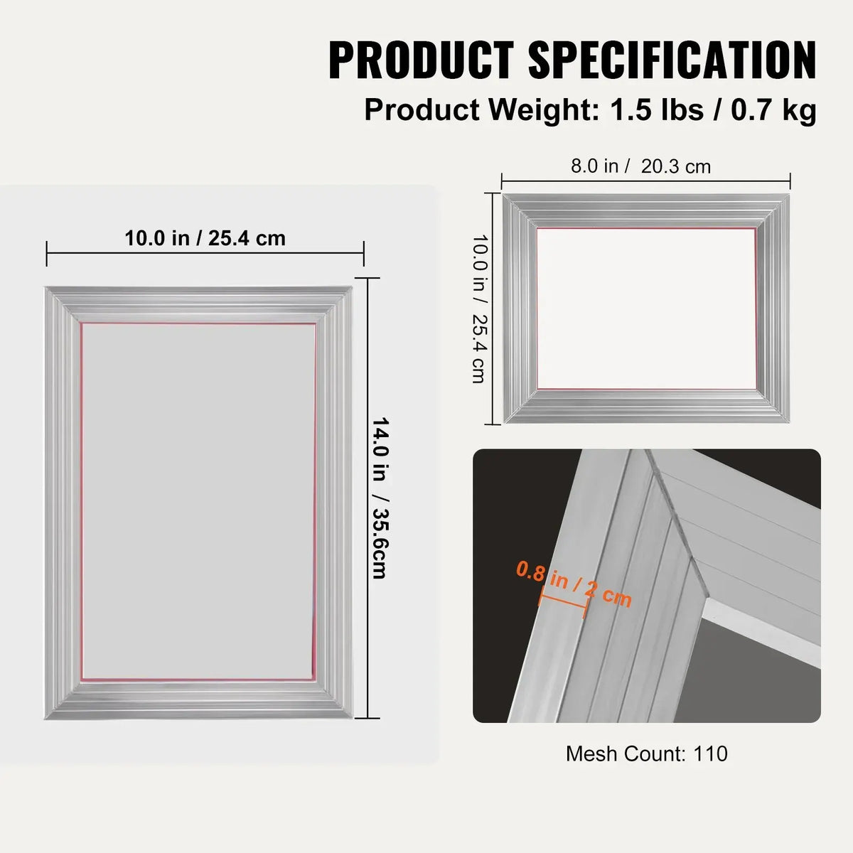 Screen Printing Kit, 2 Pieces Aluminum Silk Screen Printing Frames20.3 x 25.4/25.4 x 35.6cm 110 Count Mesh, 2 Tapes and Screen Printing Squeegees and Transparency Films for T-shirts DIY - Image 5