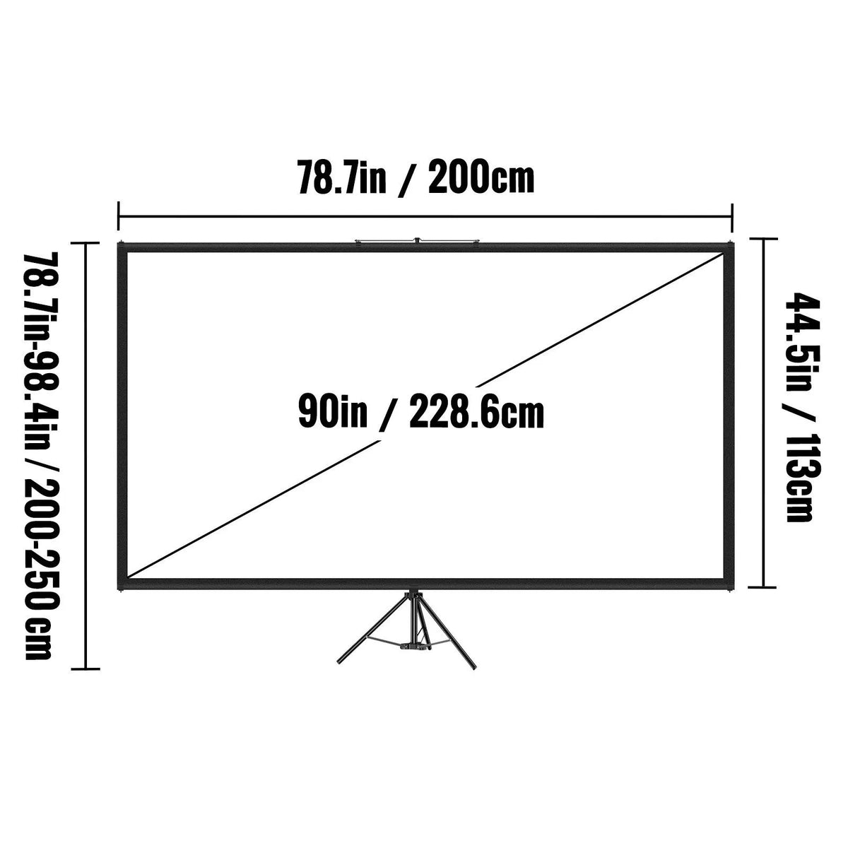 Tripod Projector Screen with Stand 90 inch 16:9 4K HD Projection Screen Stand Wrinkle-Free Height Adjustable Portable Screen for Projector Indoor & Outdoor for Movie, Home Cinema, Gaming, Office - Image 5