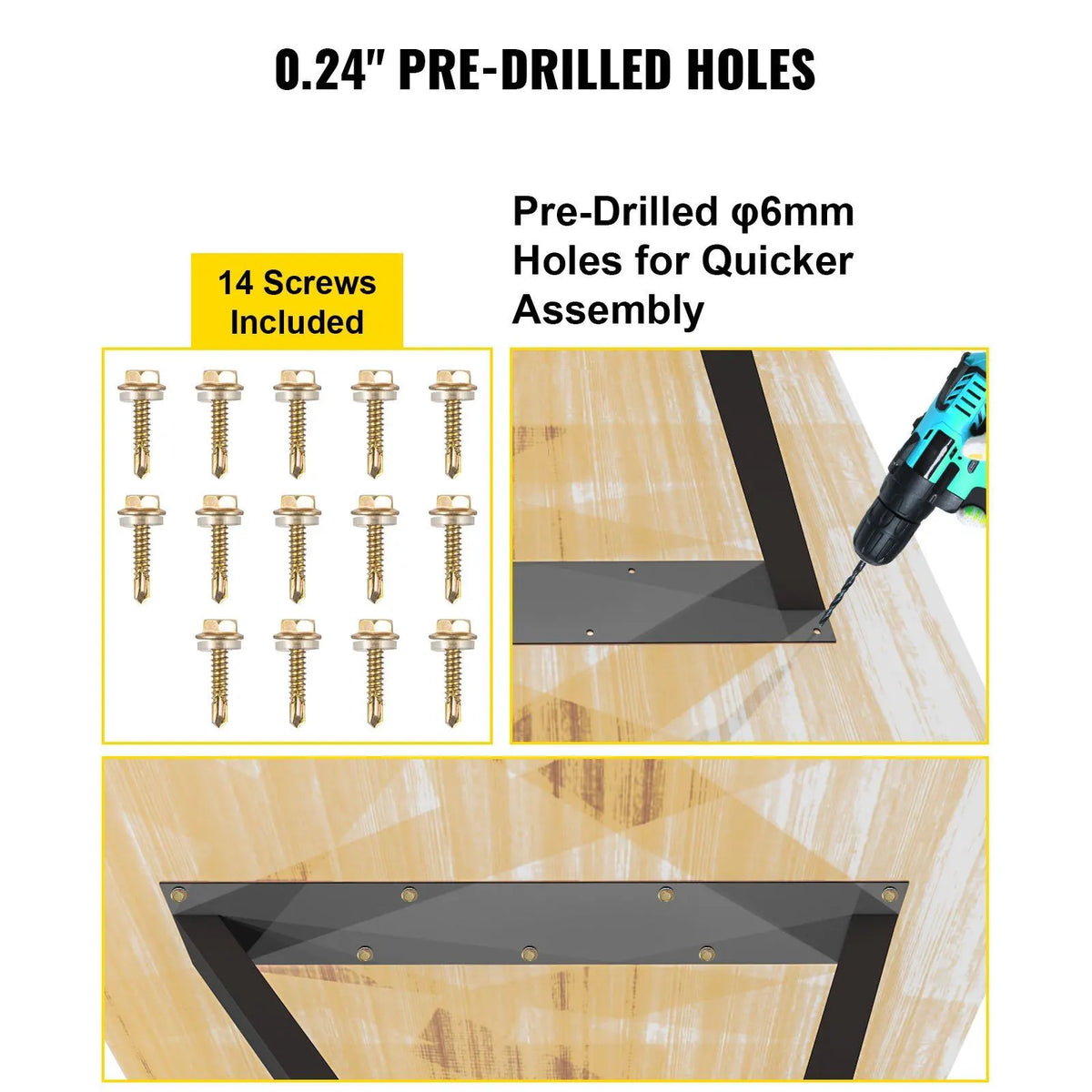 Set of 2 Z-Shape Metal Table Legs, 71.1 x 45.7 cm Heavy-Duty Wrought Iron Desk & Bench Legs, DIY Furniture Legs with Rubber Floor Protectors, Dining Table Mat Included - Image 5