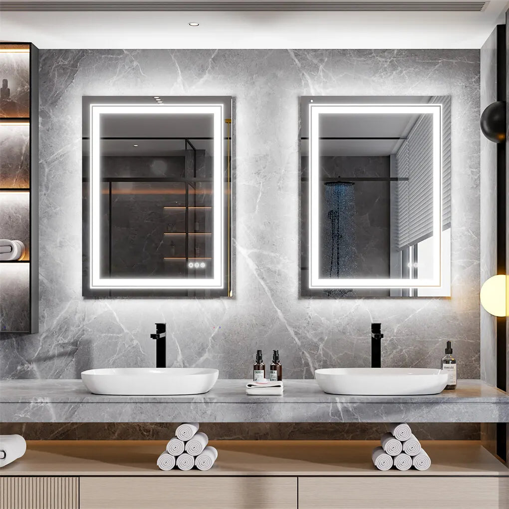 900*700MM Dimmable LED Bathroom Mirror Antifog Wall Mounted Vanity Makeup Mirror - Image 2
