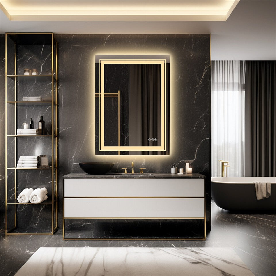 900*700MM Dimmable LED Bathroom Mirror Antifog Wall Mounted Vanity Makeup Mirror - Image 9