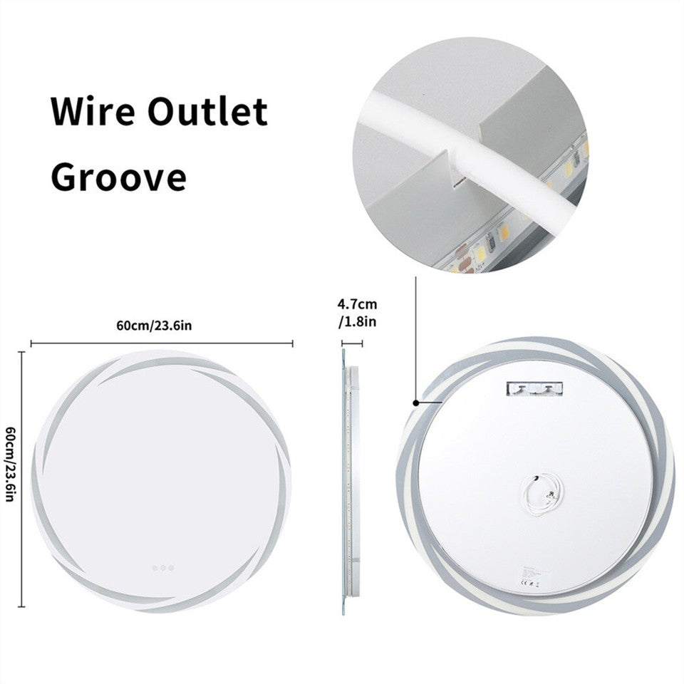 Round LED Anti-Fog Backlit Bathroom Mirror(60x60cm) - Image 9