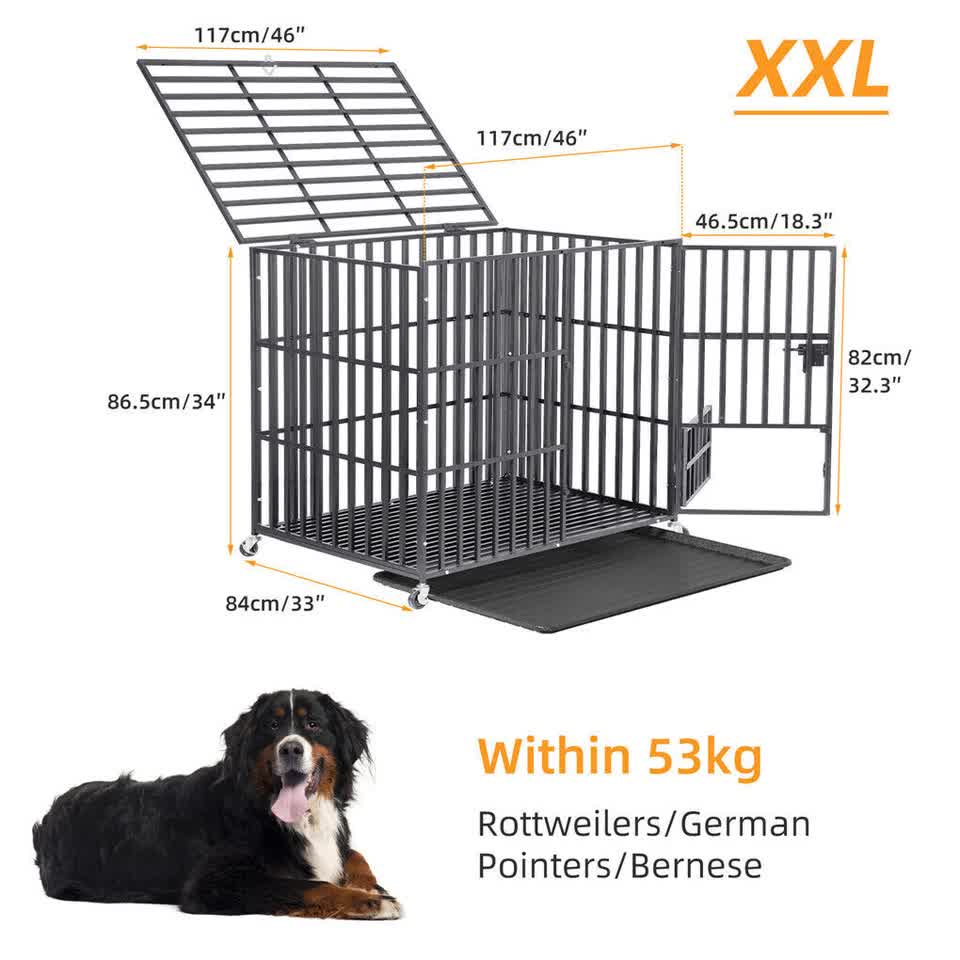 Heavy Duty Dog Cage with Lock & Bottom Tray XXL - Image 9