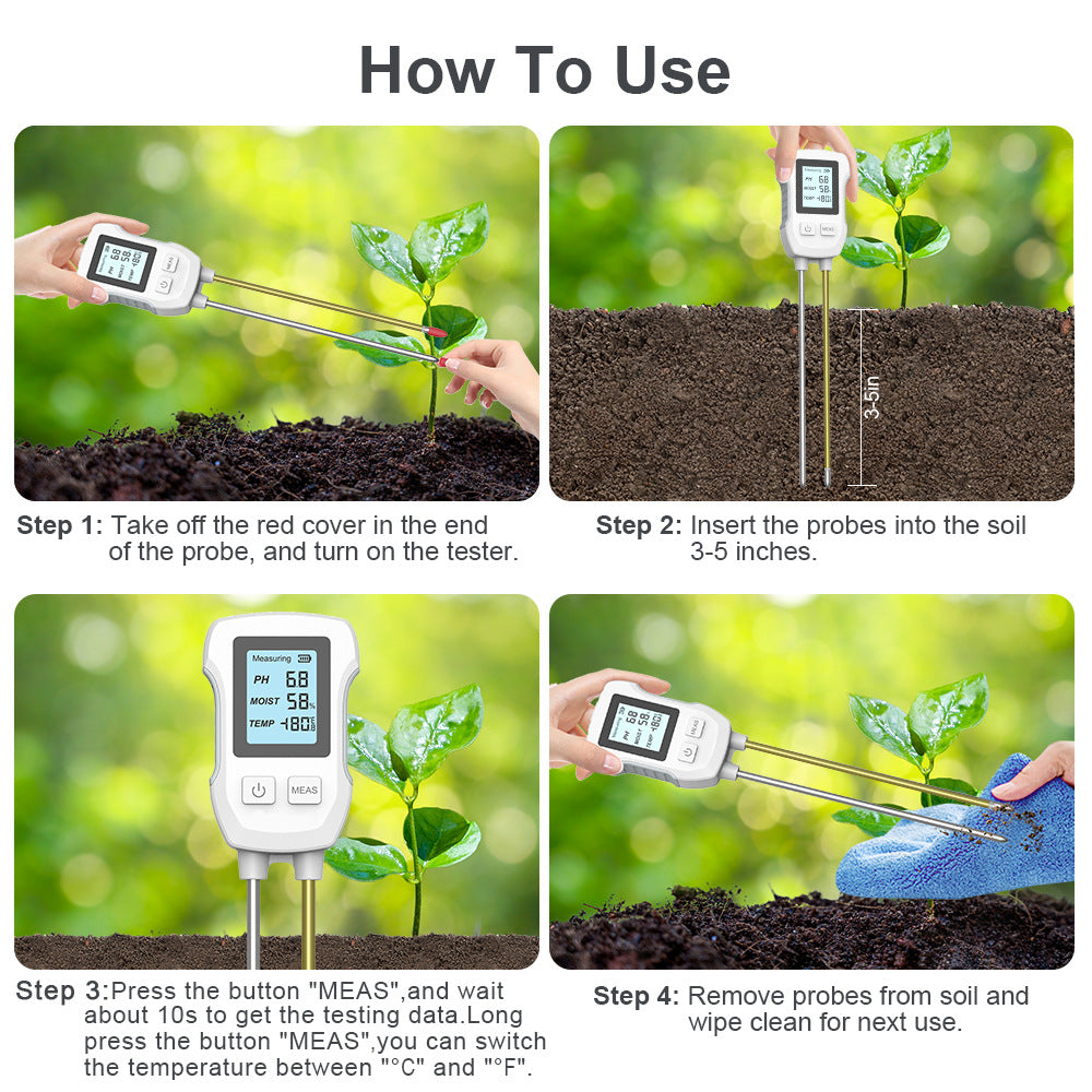 3-in-1 Soil Detector for pH, Moisture, and Temperature - Gardening Tool for Healthy Plants (Battery not included) - Image 5