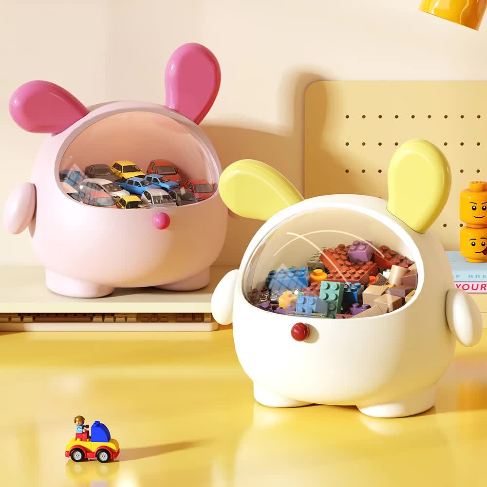 2PCS Pink + Rose red with polka dot Cute Puppy Desktop Bin with Lid - Mini Trash Can & Storage Organiser - Kawaii Office Decor for Vanity & Home Office - Image 7