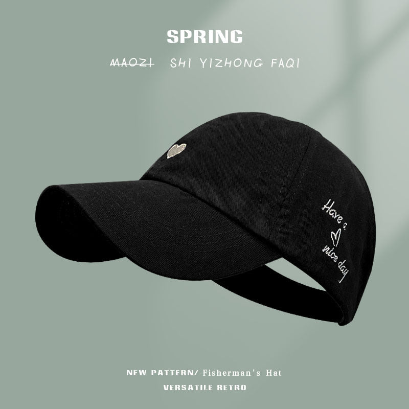 Black Stylish Ponytail Opening Baseball Cap - Have a Nice Day" Embroidery" - Image 3