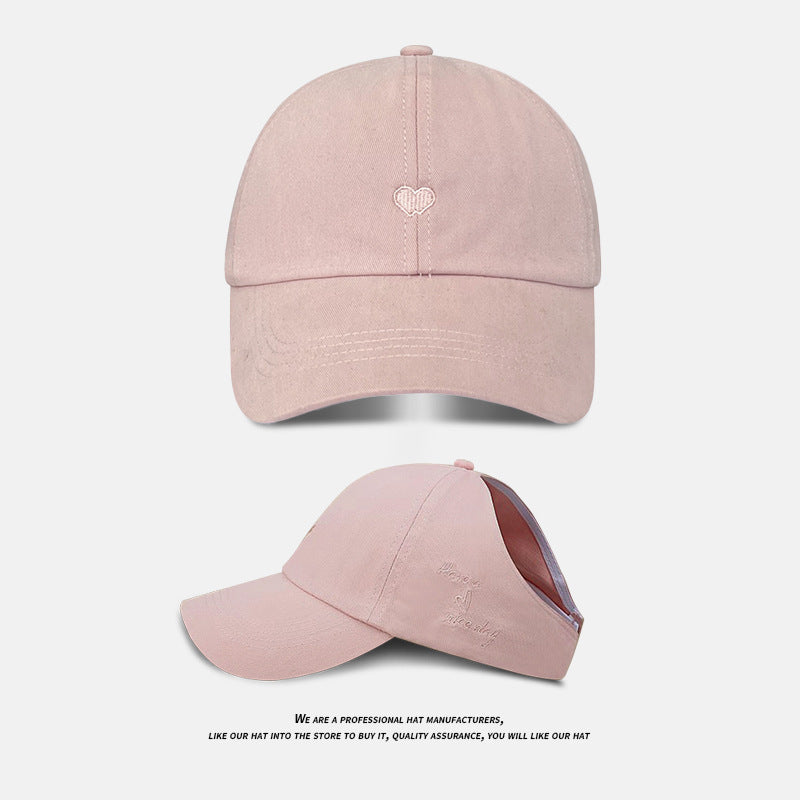 Pink Stylish Ponytail Opening Baseball Cap - Have a Nice Day" Embroidery" - Image 2