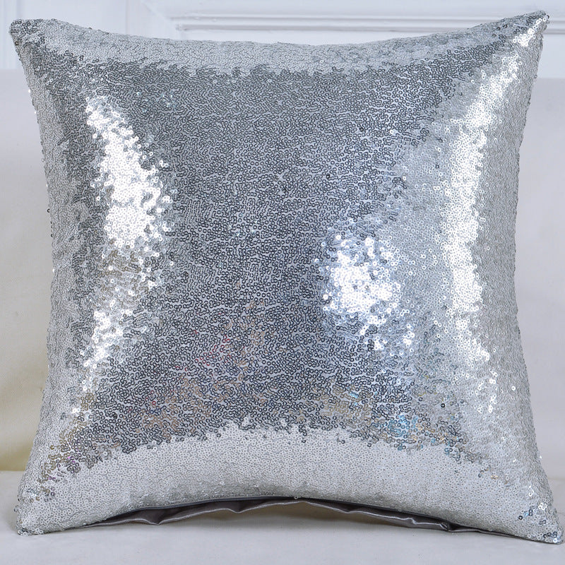 Shiny Sequin Pillowcase - Single-sided gorgeous pillowcase (Silver pair: 45x45cm) - Image 3