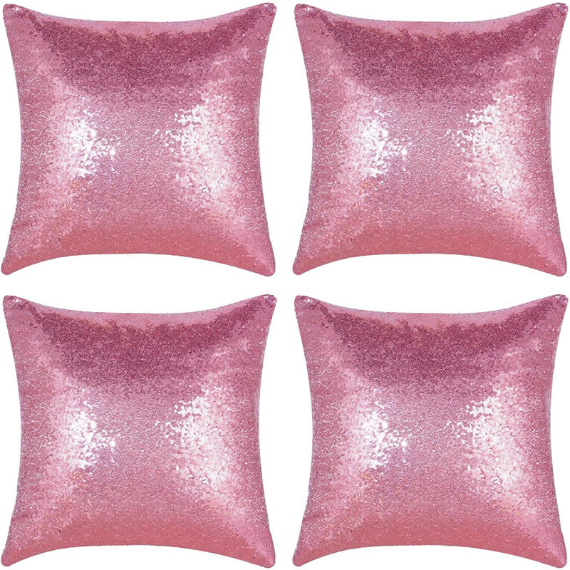 Shiny Sequin Pillowcase - Single-sided gorgeous pillowcase (Pink pair: 40x40cm) - Image 4