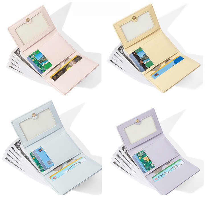 Blue Compact Women's Bow-Accent Wallet - Fresh Minimalist PU Leather Foldable Card Holder with Multiple Slots - Image 7