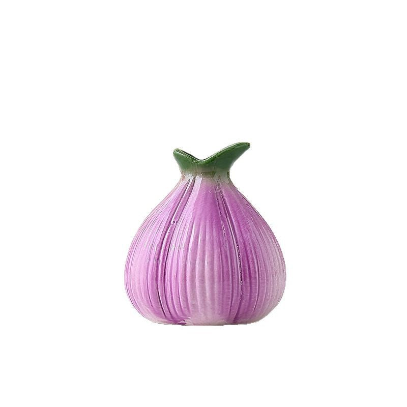 2 Pcs Creative Onion-Shaped Ceramic Vase for Hydroponic Plants - Cute INS Style Floral Decor for Living Room or Office(1 purple + 1 white) - Image 5