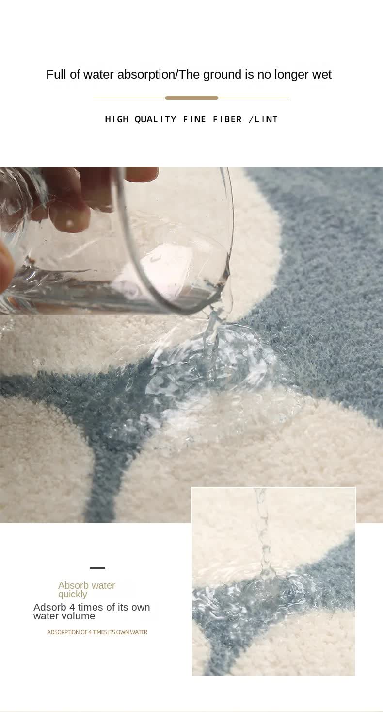2 Pcs Blue And White Foot-Shaped Plush Bath Mat - Non-Slip Absorbent Bathroom Rug for Bedroom and Doorway (50x80cm) - Image 8